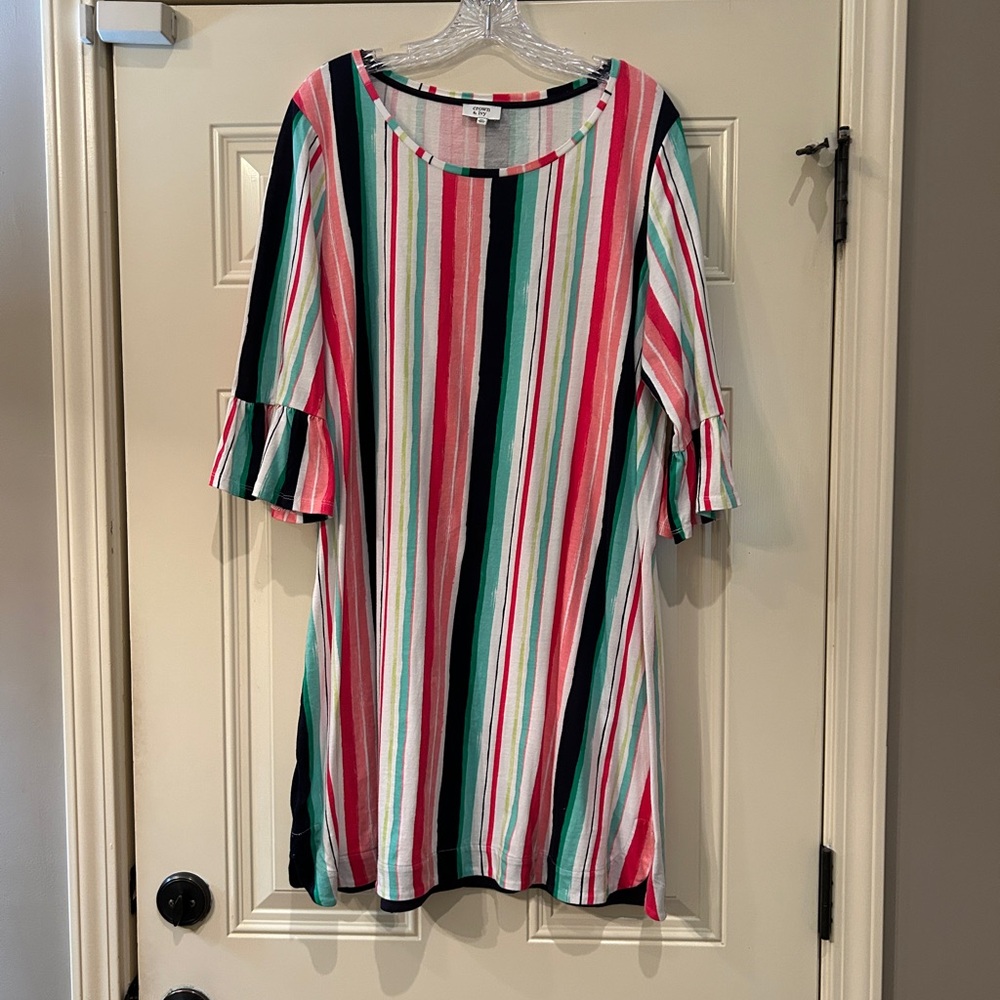 Crown & Ivy Pink and Green Striped Top